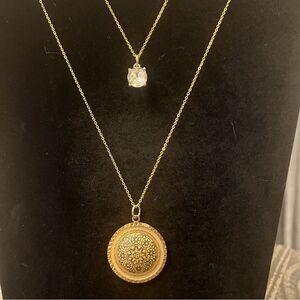 ⚜️New Silver chain necklaces & damascene gold medallion & crystal pendants C31